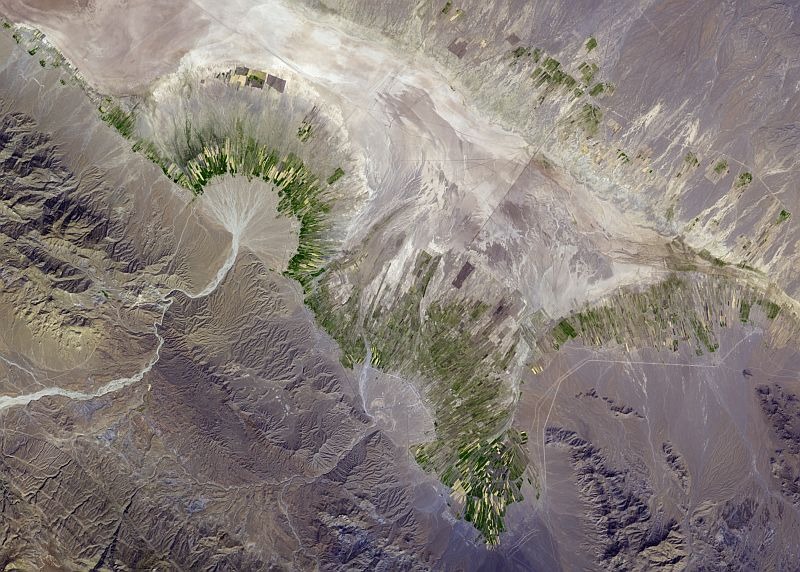 Abanicos aluviales en el sur de Irán